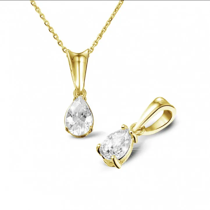 0.50 quilates colgante solitario en oro amarillo con diamante en forma de pera 