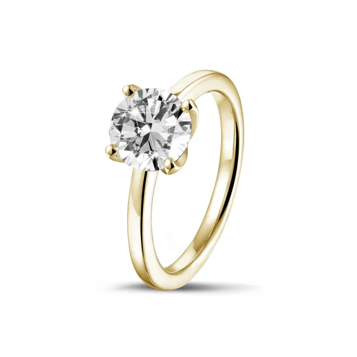 1.25 quilates anillo solitario en oro amarillo con diamante redondo 