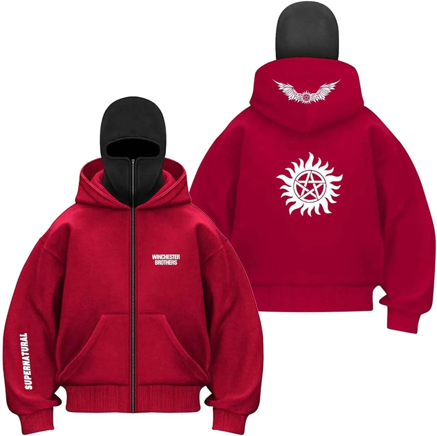 ACKNVHRO Sudadera con Capucha Y Pasamontañas para Hombre Chándal Cómodo para S.up.er.n.at.ur.al Abrigos De Color En Contraste Pr