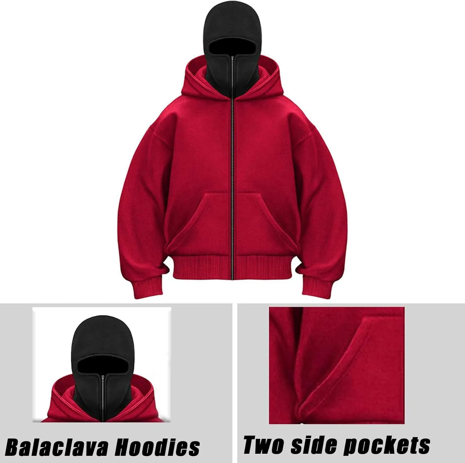 ACKNVHRO Sudadera con Capucha Y Pasamontañas para Hombre Chándal Cómodo para S.up.er.n.at.ur.al Abrigos De Color En Contraste Pr