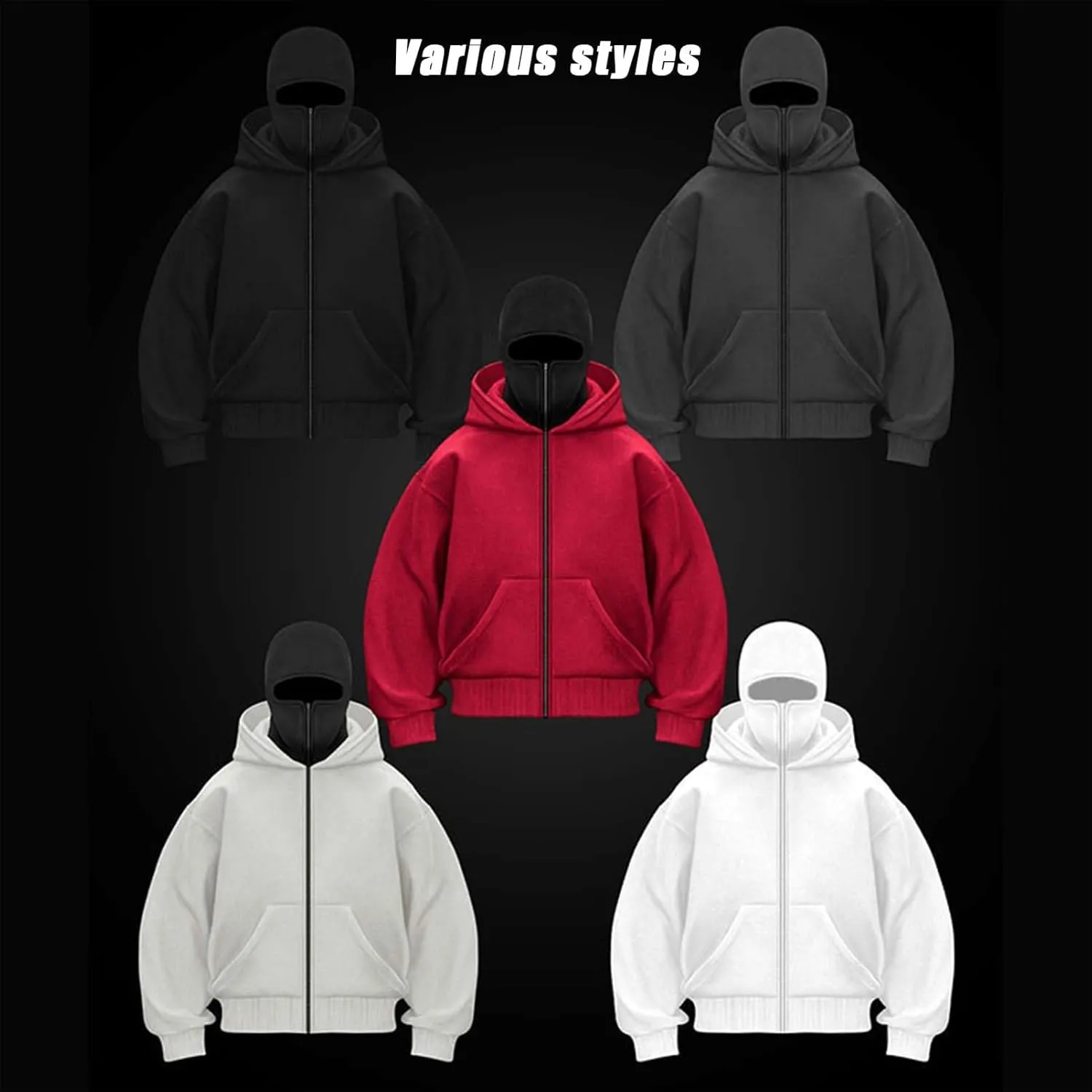 ACKNVHRO Sudadera con Capucha Y Pasamontañas para Hombre Chándal Cómodo para S.up.er.n.at.ur.al Abrigos De Color En Contraste Pr