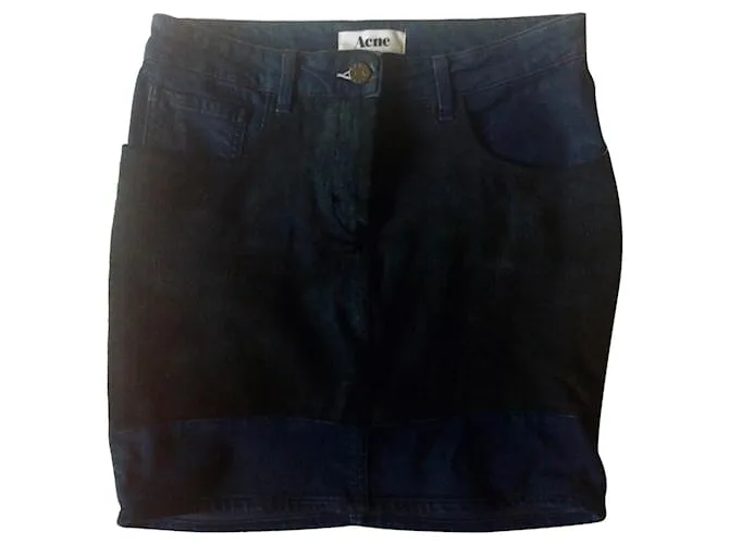 Acne Falda de cuero / denim elástico Negro 
