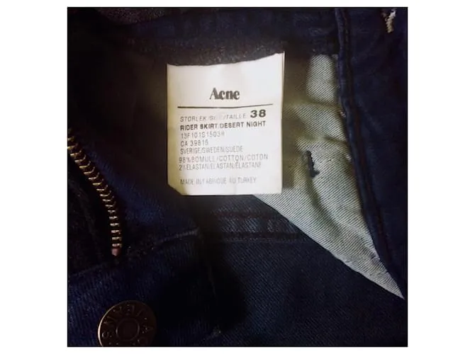 Acne Falda de cuero / denim elástico Negro 