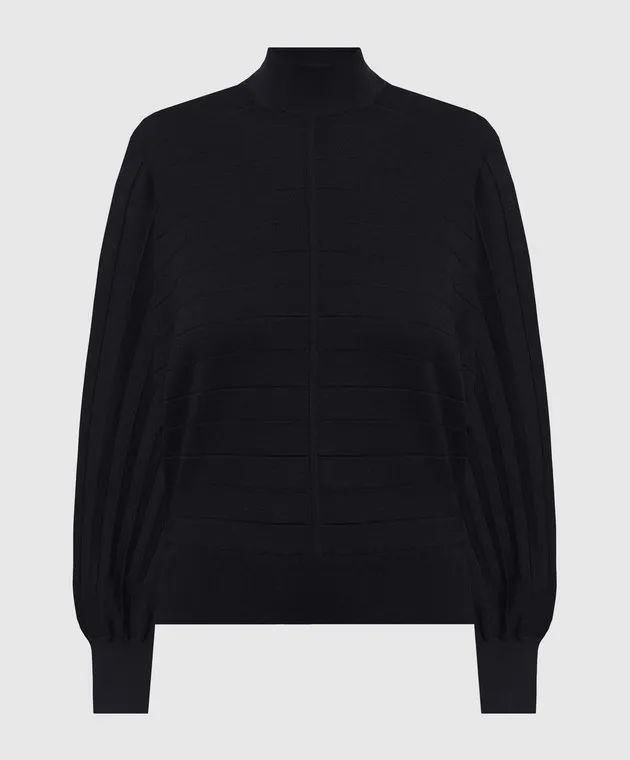 Agnona Black logo wool and silk jumper