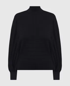 Agnona Black logo wool and silk jumper