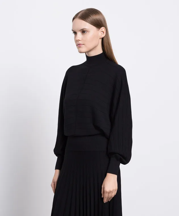 Agnona Black logo wool and silk jumper