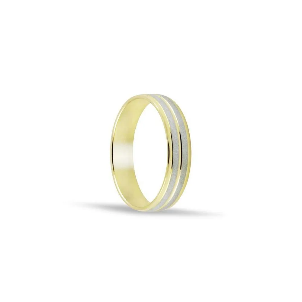 Alianza oro 18k de 4,5 mm en oro blanco satinado y oro amarillo