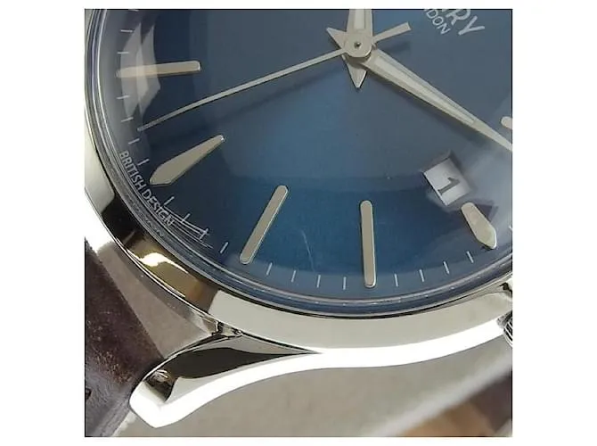 & Other Stories Reloj de cuarzo para hombre Henry London Knightsbridge con fecha, Cuero y acero inoxidable plateado en perfe