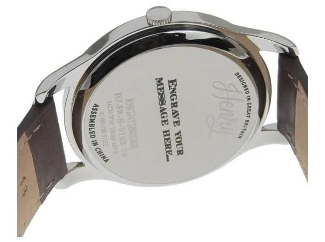 & Other Stories Reloj de cuarzo para hombre Henry London Knightsbridge con fecha, Cuero y acero inoxidable plateado en perfe