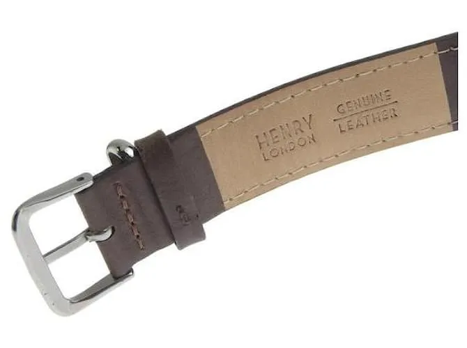 & Other Stories Reloj de cuarzo para hombre Henry London Knightsbridge con fecha, Cuero y acero inoxidable plateado en perfe