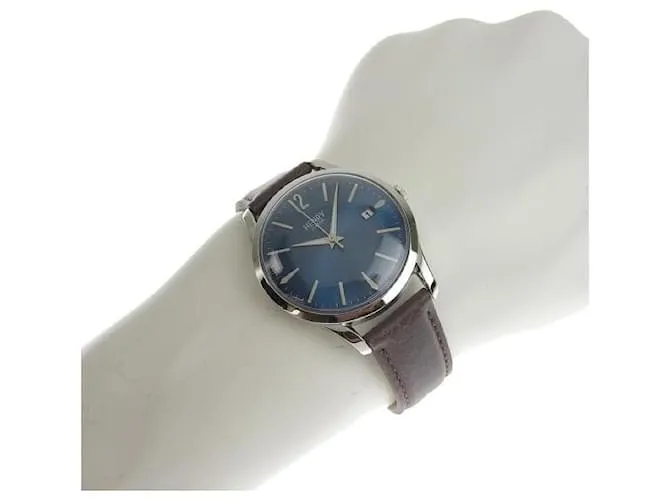 & Other Stories Reloj de cuarzo para hombre Henry London Knightsbridge con fecha, Cuero y acero inoxidable plateado en perfe