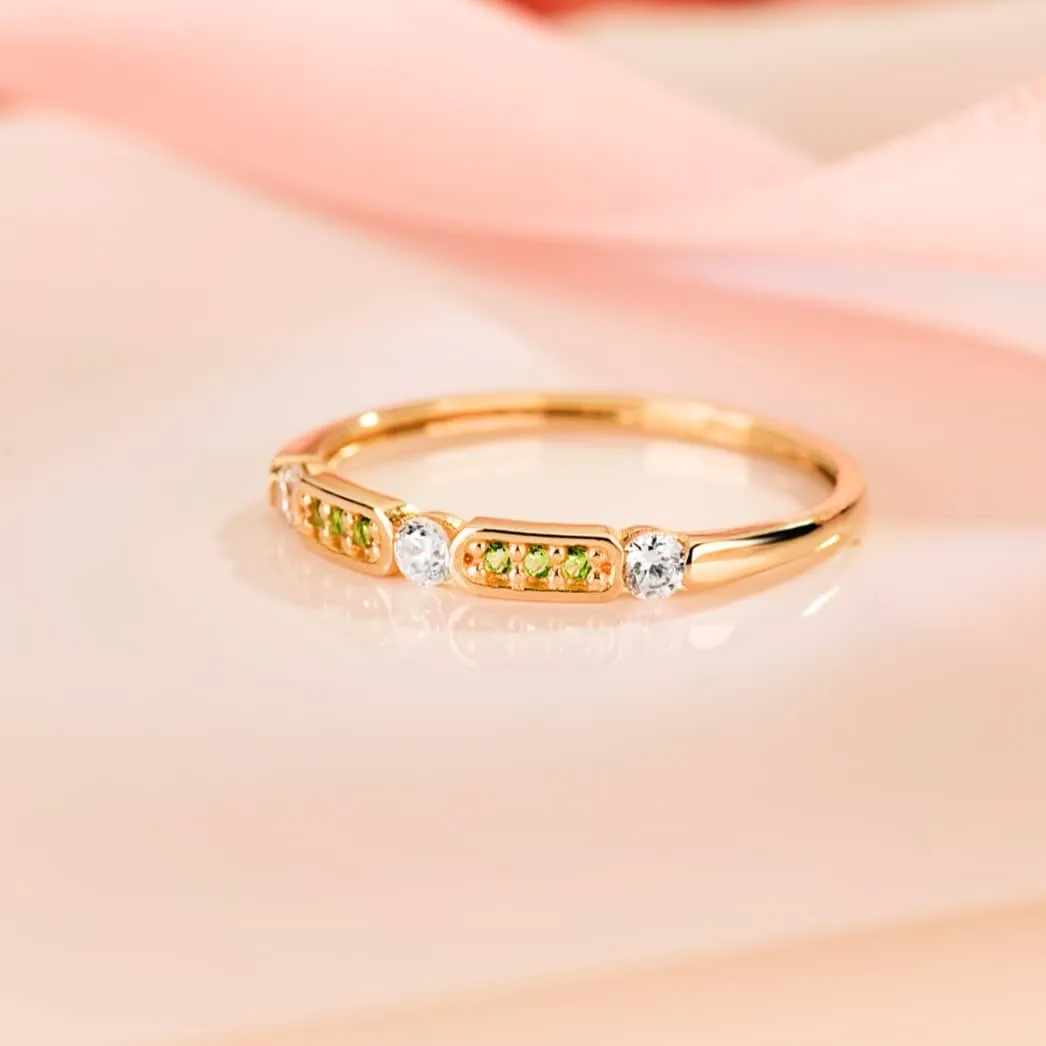 Anillo 18k CIRCONITAS VERDES BLANCAS