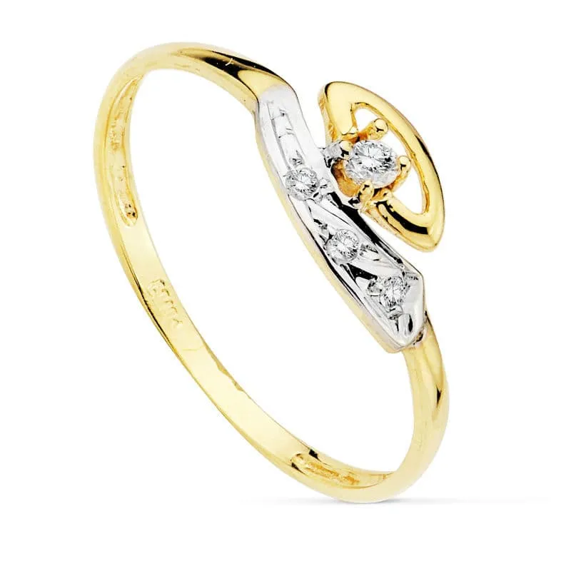 Anillo oro bicolor infantil circonitas y ovalo