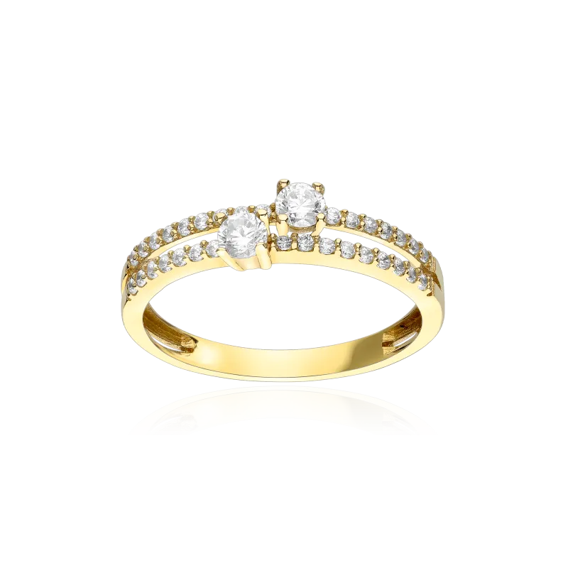 Anillo solitario doble Oro 18 k amarillo "Aach"