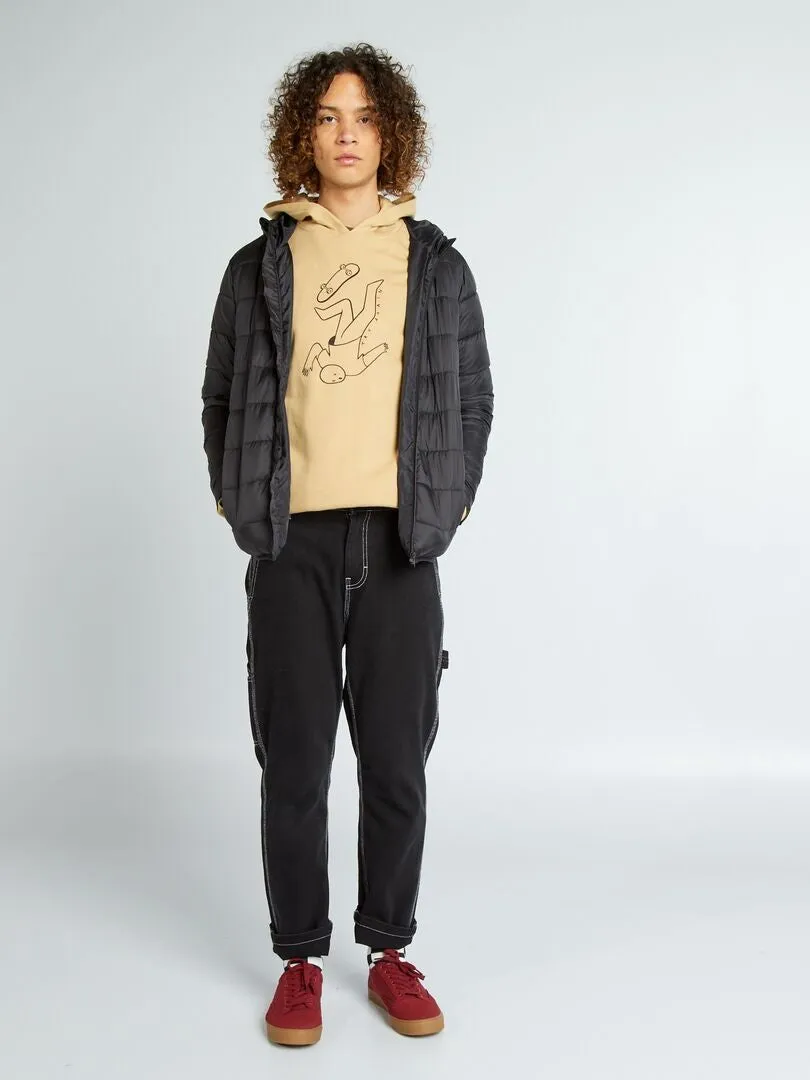 ANORAK ACOLCHADO CON CAPUCHA  NEGRO