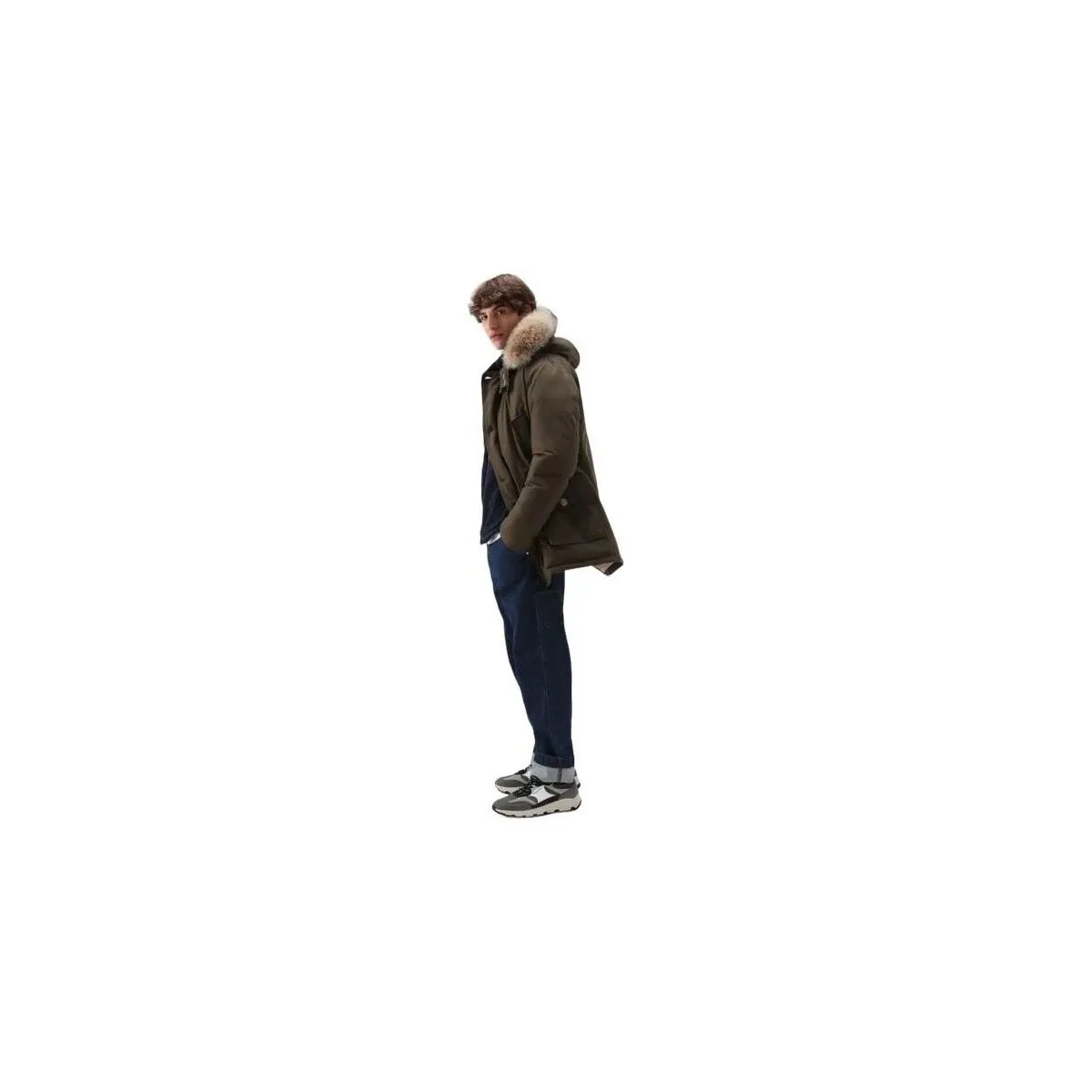 Anorak Arctic Detachable Fur Hombre Dark Green