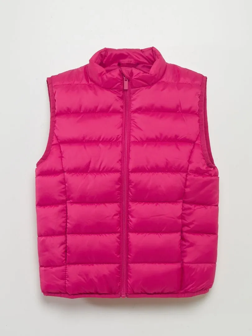 ANORAK LIGERO SIN MANGAS CON CUELLO ALTO  ROSA