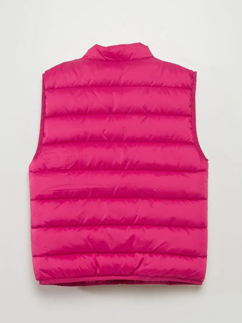 ANORAK LIGERO SIN MANGAS CON CUELLO ALTO  ROSA