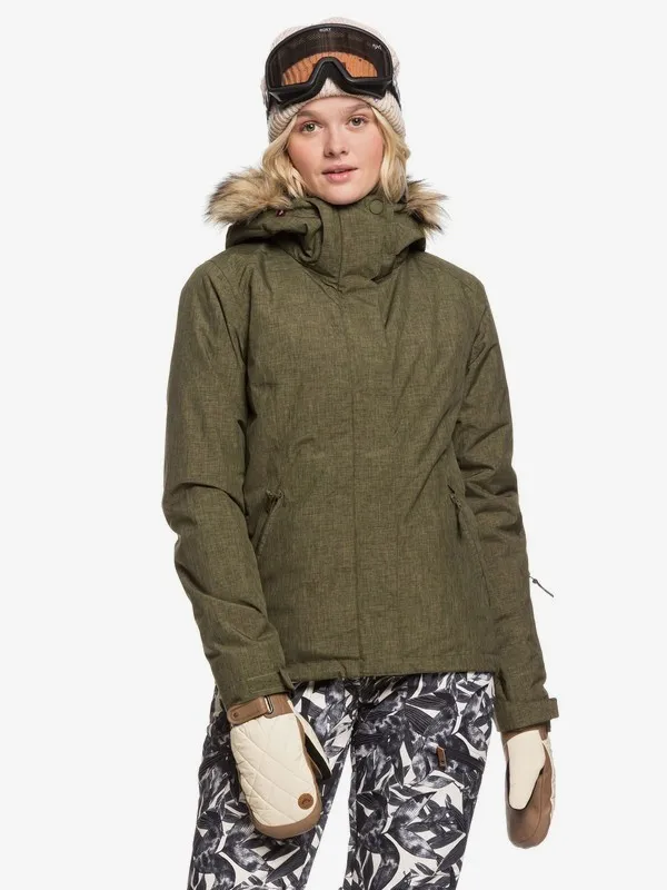 Anorak nieve ROXY con capucha mujer con impermeabilización Jet Ski Ref. ERJTJ03206 verde caqui