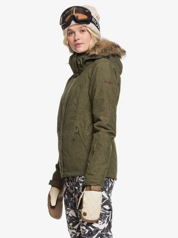 Anorak nieve ROXY con capucha mujer con impermeabilización Jet Ski Ref. ERJTJ03206 verde caqui
