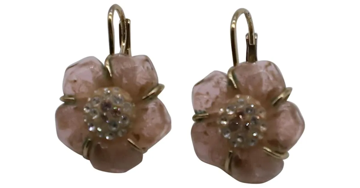 Aretes colgantes con motivo floral de Swarovski en cristal rosa 