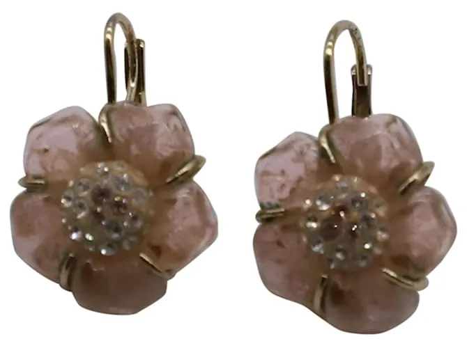 Aretes colgantes con motivo floral de Swarovski en cristal rosa 