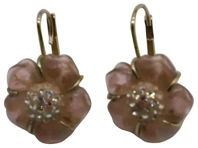 Aretes colgantes con motivo floral de Swarovski en cristal rosa 