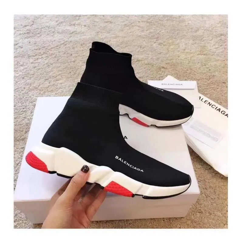 BALENCIAGA ZAPATILLAS SPEED ​​UNISEX DE PUNTO Y LOGO BALENCIAGAROJO