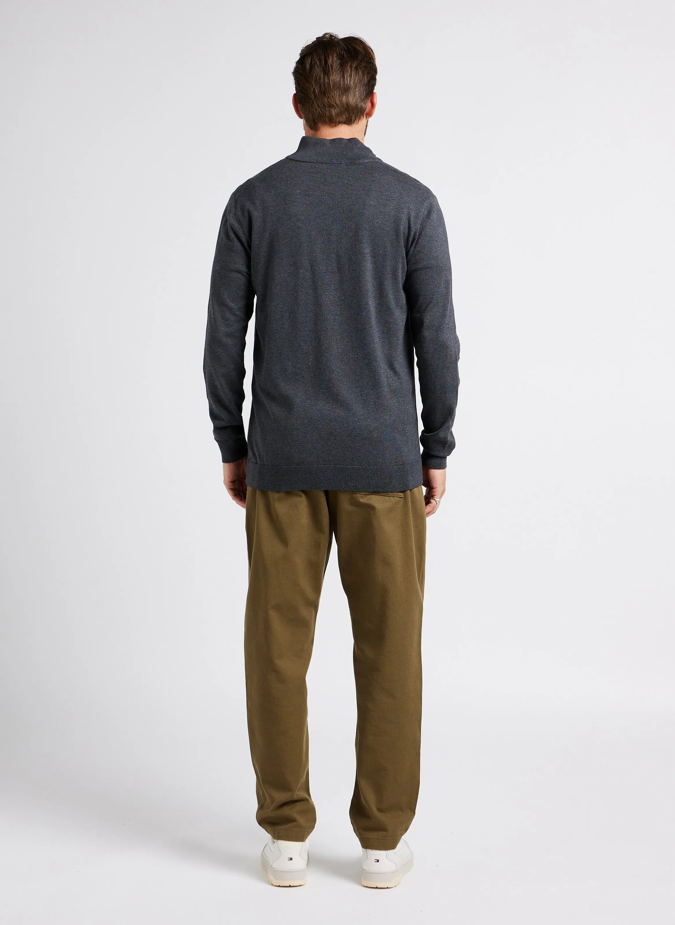 BERG  JERSEY REGULAR FIT DE ALGODóN CON CUELLO ALTO Y CREMALLERA EN GRIS