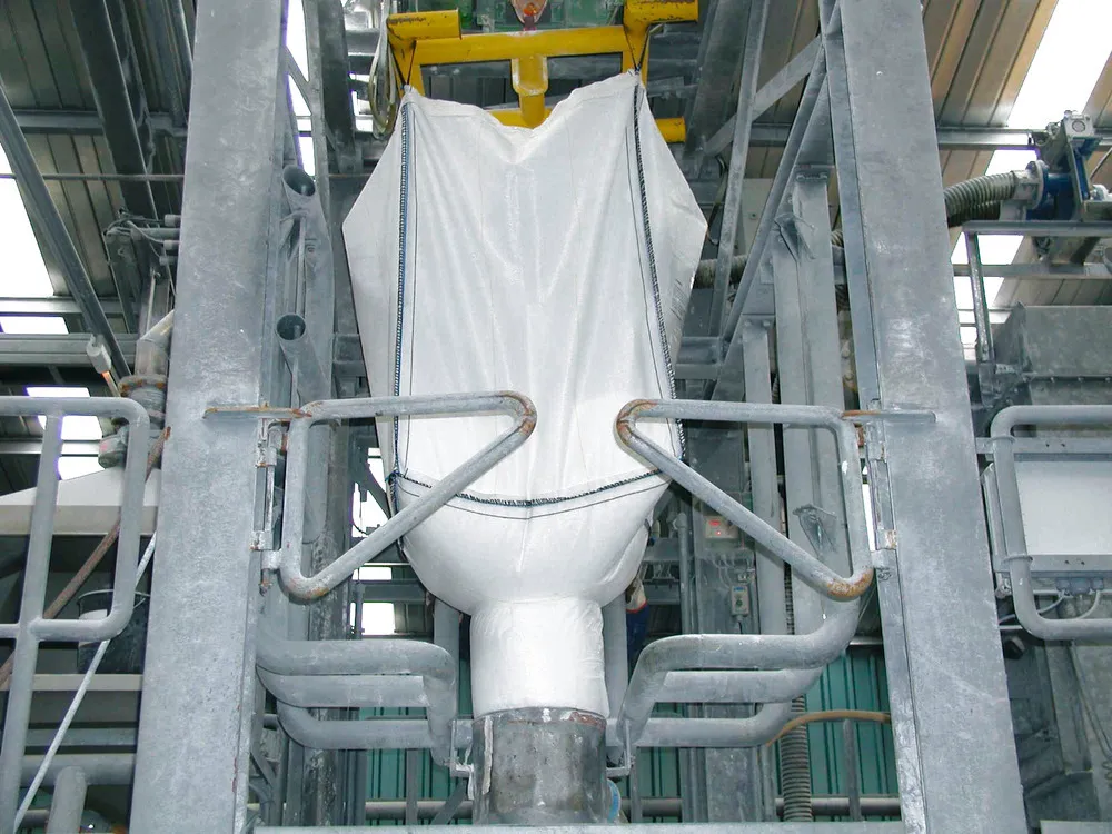 Big Bag S 1250 para granel, boquilla y tubo desagüe, 91 x 91 x 125 cm, capacidad carga 1250 kg