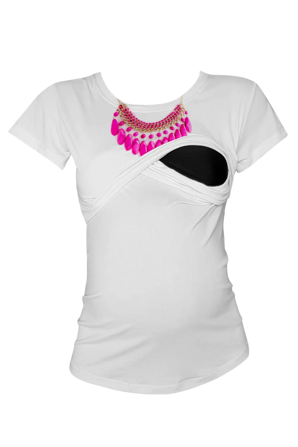 BLUSA MATERNIDADLACTANCIA MC ESTAMPADA. COLLAR FIUSHA