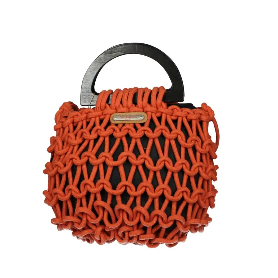 Bolso Cuerdas Naranja Asa Madera Oscura