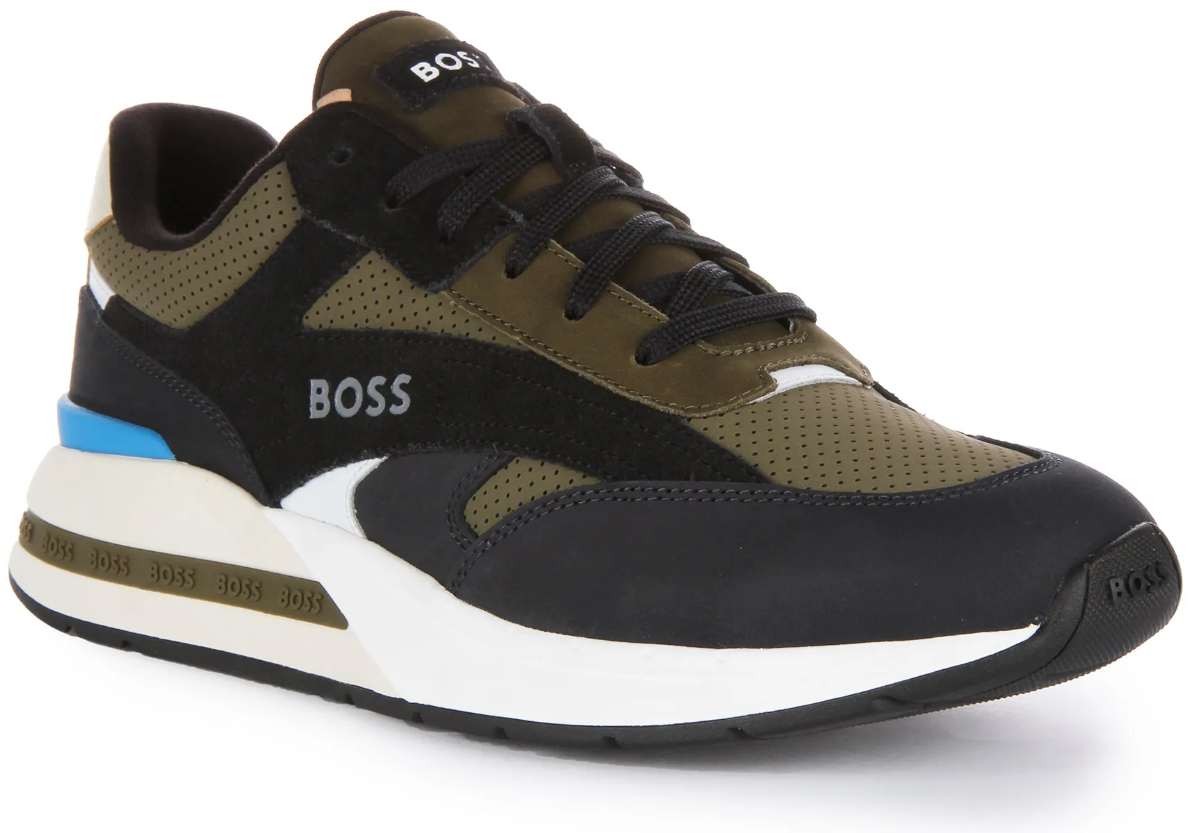 Boss Kurt Runn NUPF Zapatillas casual con cordones para hombre en negro oliva