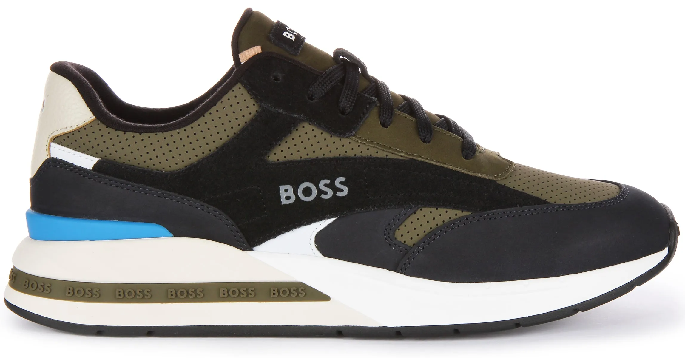 Boss Kurt Runn NUPF Zapatillas casual con cordones para hombre en negro oliva