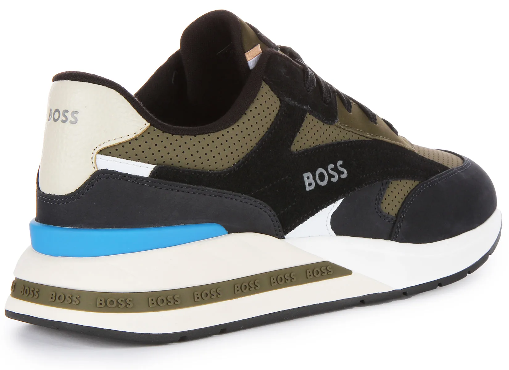 Boss Kurt Runn NUPF Zapatillas casual con cordones para hombre en negro oliva
