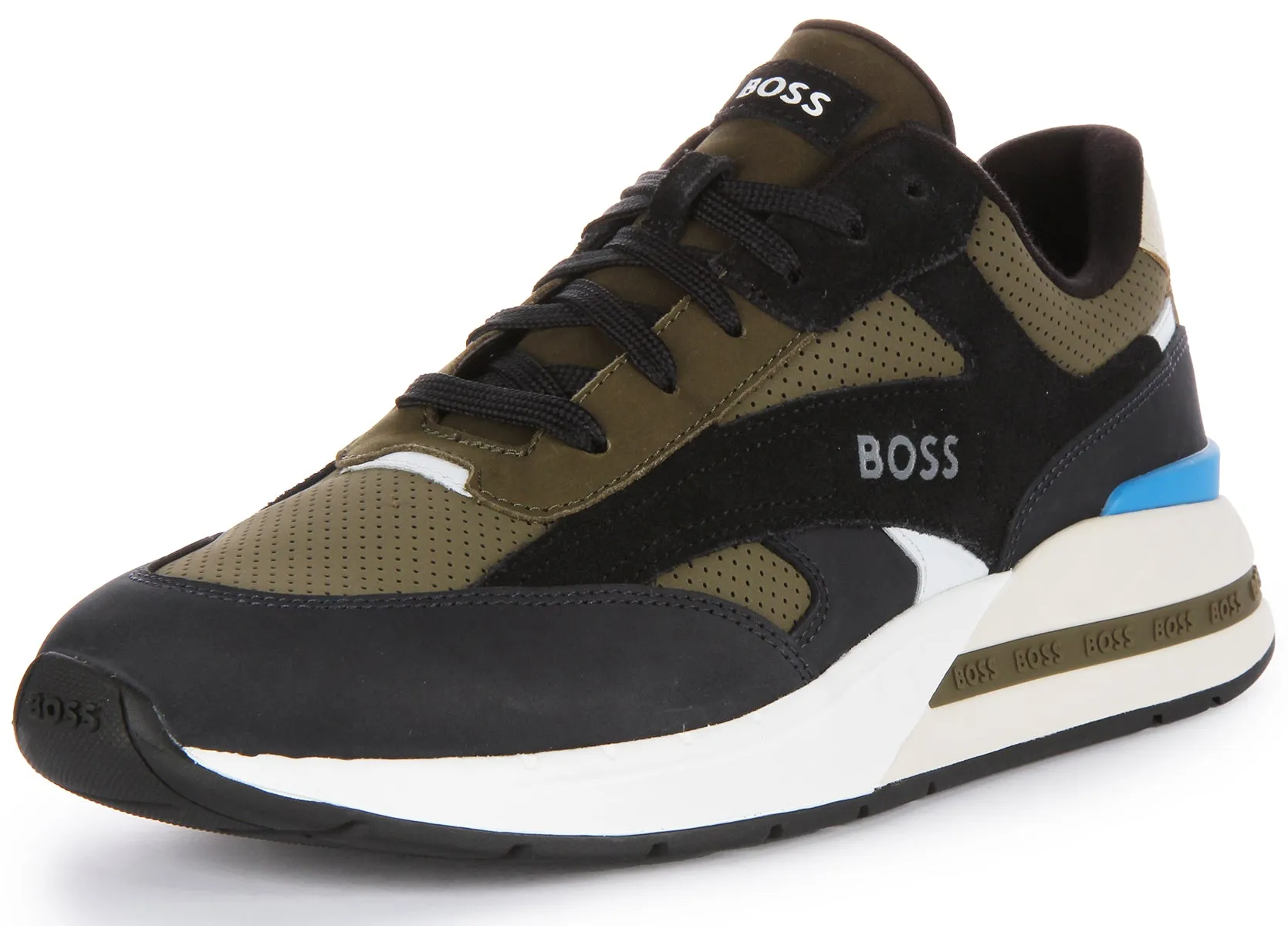 Boss Kurt Runn NUPF Zapatillas casual con cordones para hombre en negro oliva