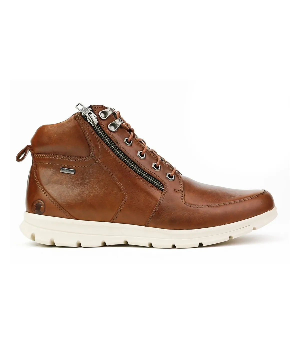 Bota con cordones en piel cuero