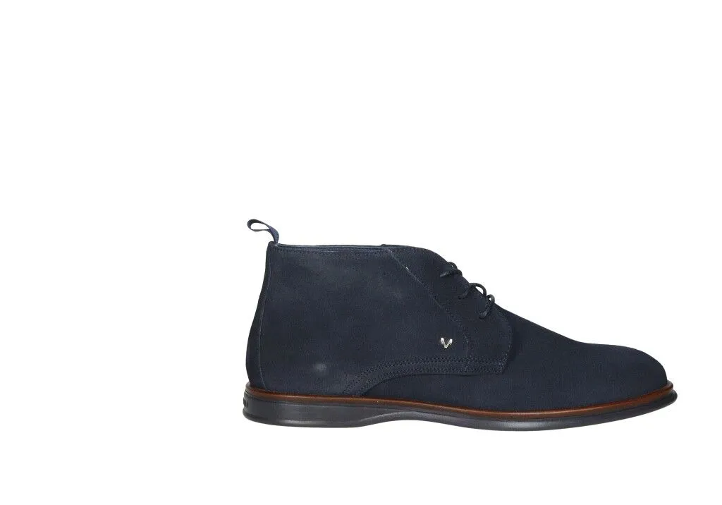 Bota Cordón  Nobuck Azul Cerco Cuero