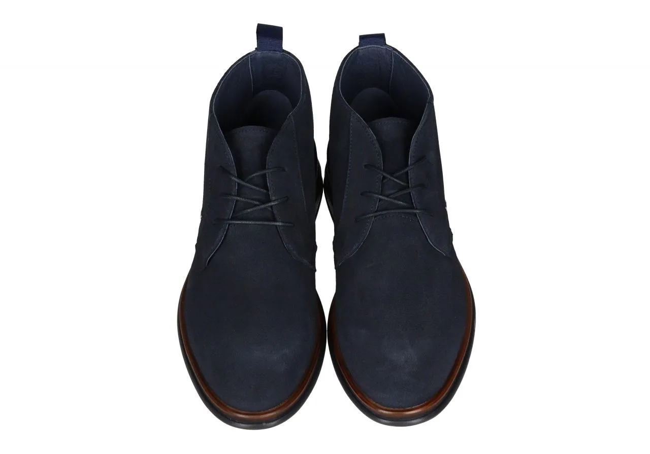 Bota Cordón  Nobuck Azul Cerco Cuero