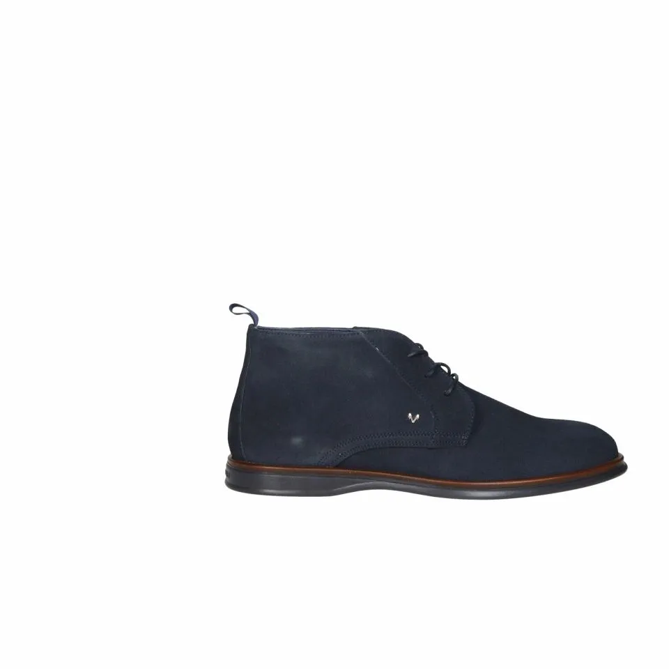 Bota Cordón  Nobuck Azul Cerco Cuero