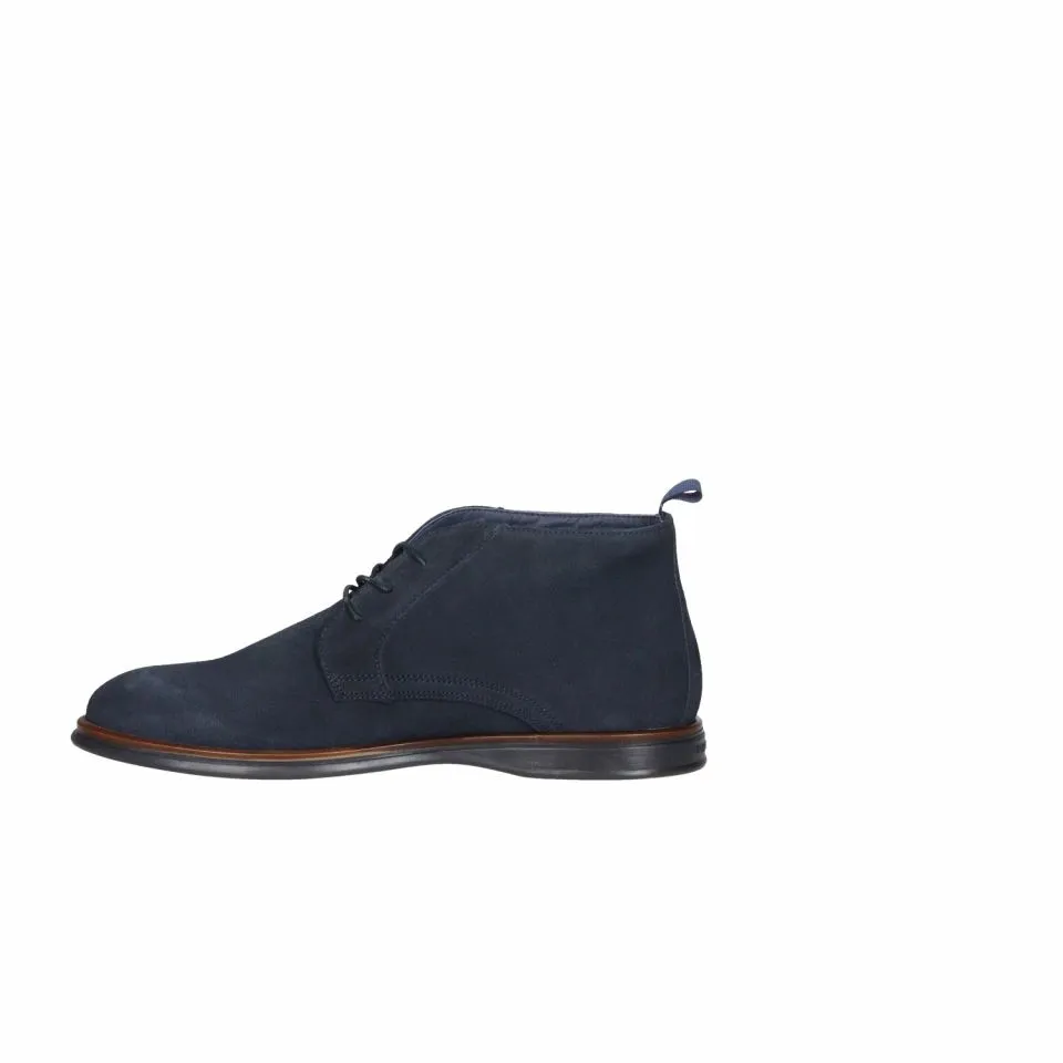 Bota Cordón  Nobuck Azul Cerco Cuero