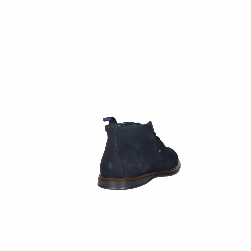 Bota Cordón  Nobuck Azul Cerco Cuero