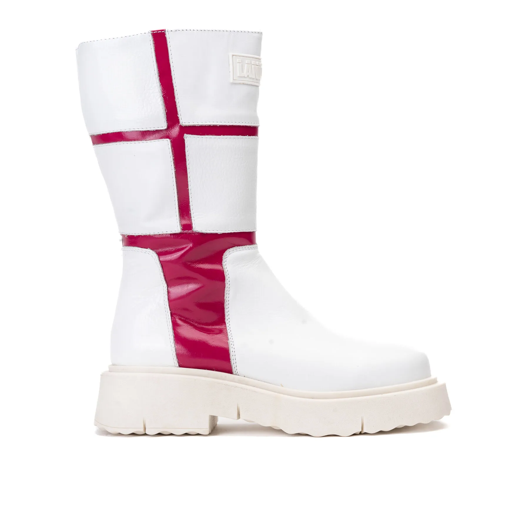Bota Cuero Rea Blanco Fucsia Landazuri
