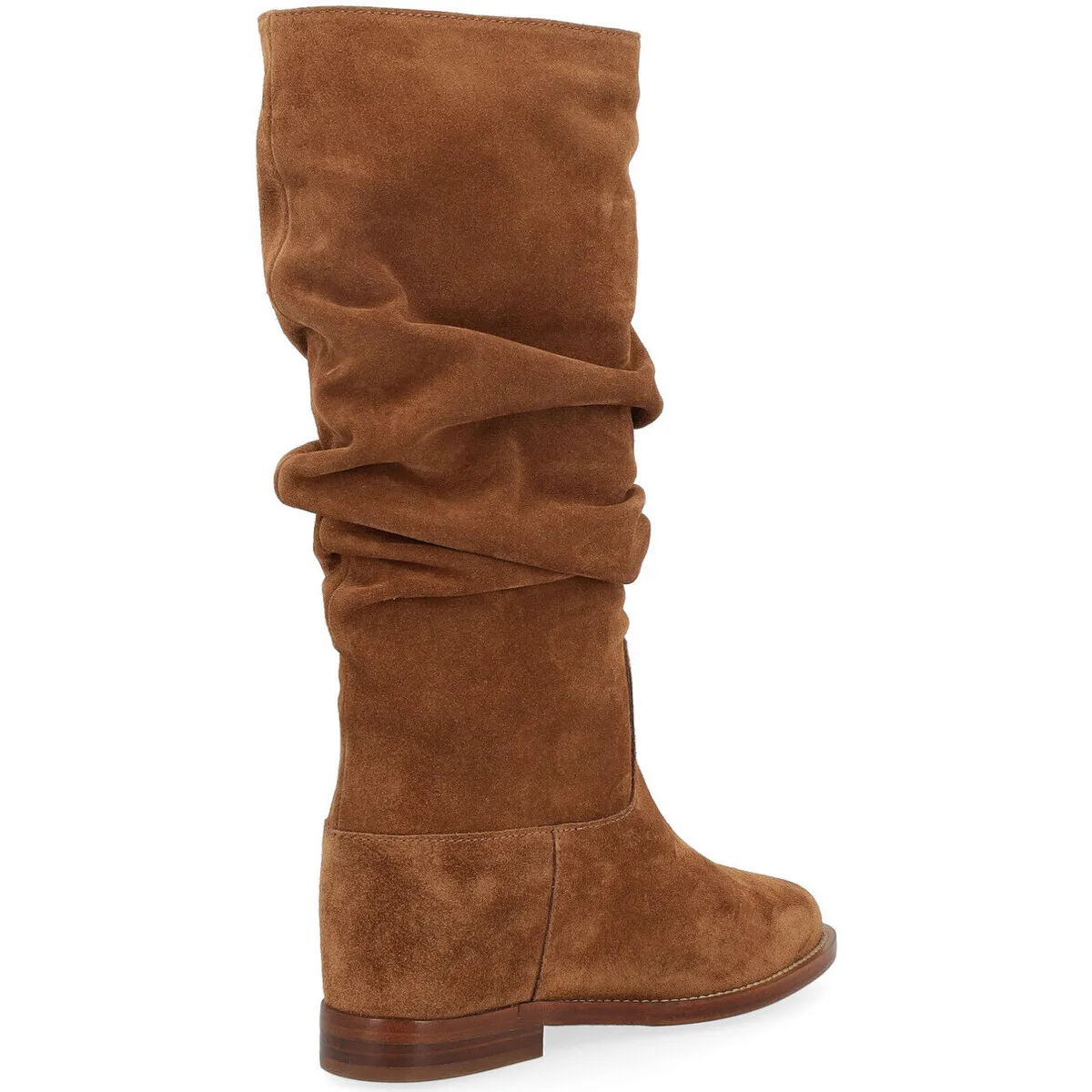 Bota de cuña color cuero  rizado