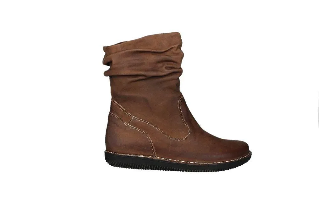 Bota Nobuck Cuero Ca#a Pliegues