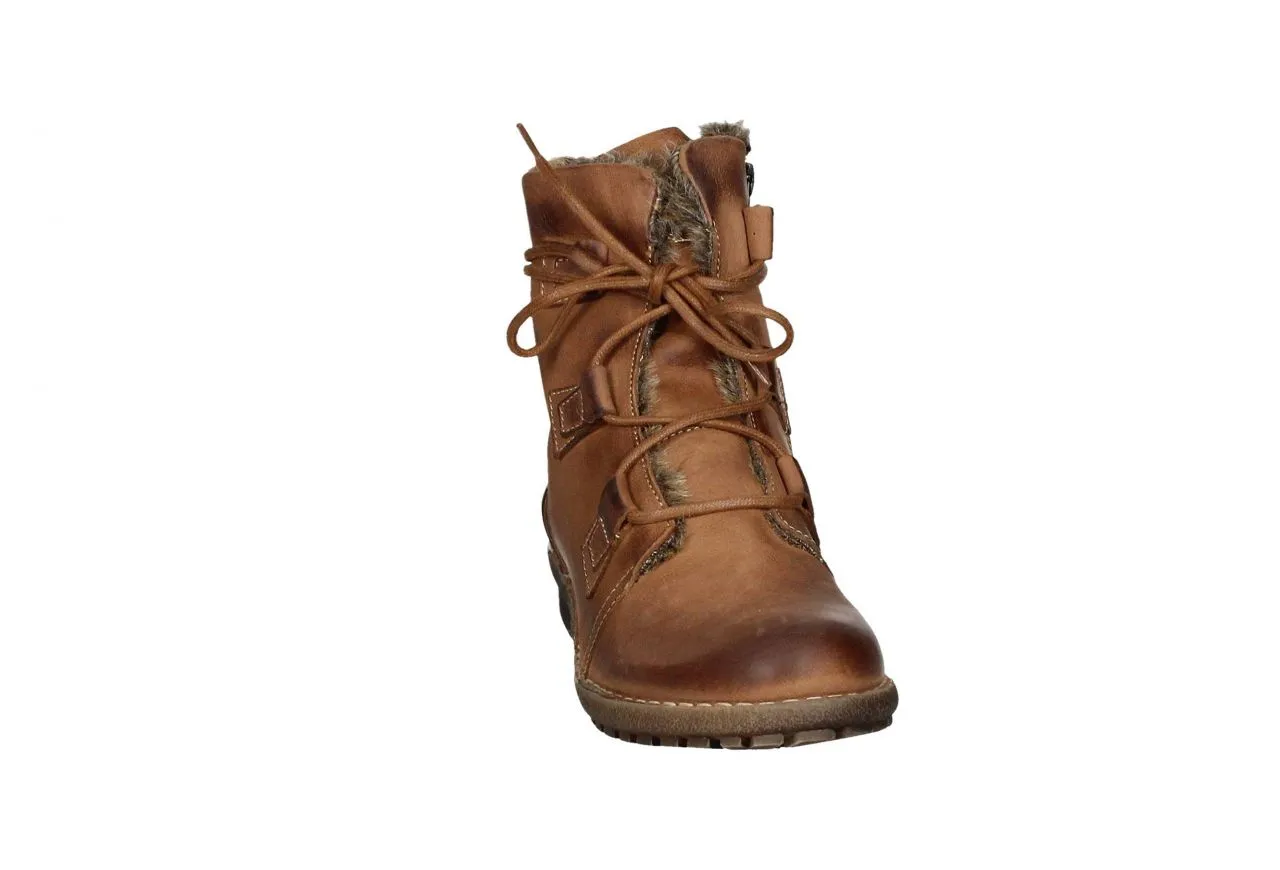Bota Nobuck Cuero Cordon Cuello Pelo