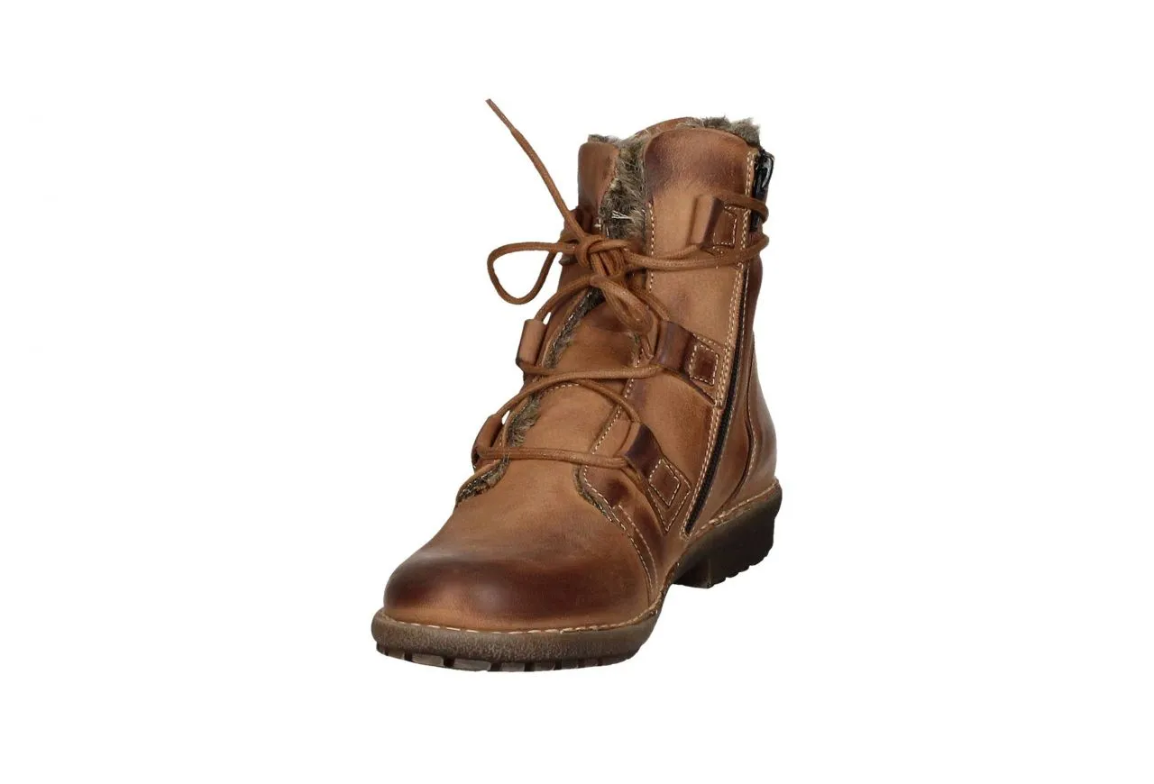 Bota Nobuck Cuero Cordon Cuello Pelo