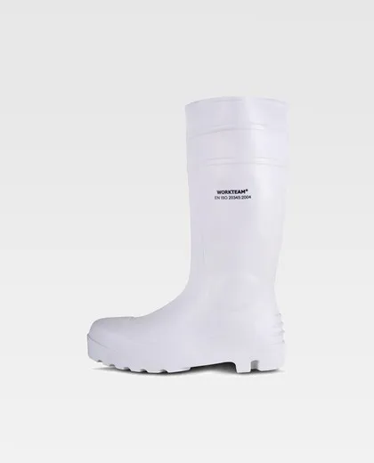 Bota pocera blanca, nitrilo/pvc puntera y plantilla de acero Blanco