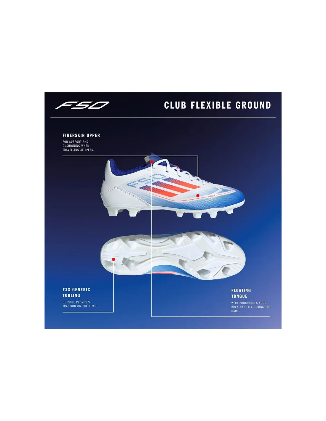 Botas de Fútbol adidas F50 Club Football Boots Flexible Ground Blanco