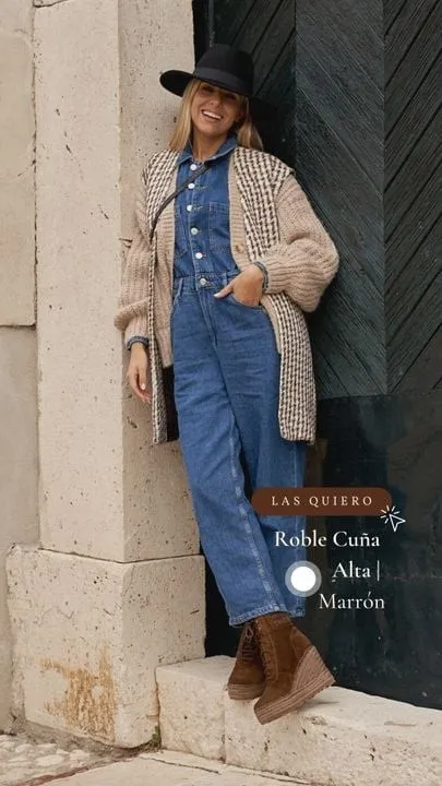 Botas Roble Cuña Alta Marrón
